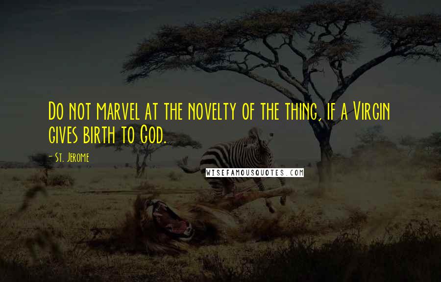 St. Jerome Quotes: Do not marvel at the novelty of the thing, if a Virgin gives birth to God.