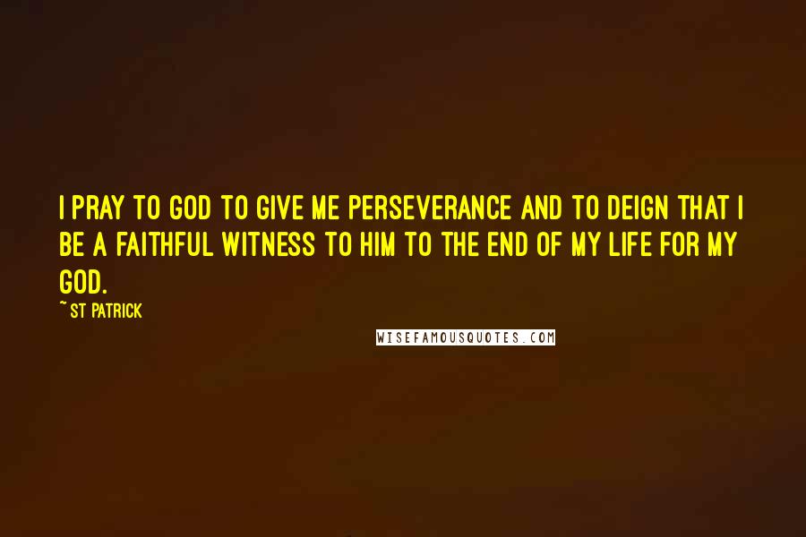 St Patrick Quotes: I pray to God to give me perseverance and to deign that I be a faithful witness to Him to the end of my life for my God.