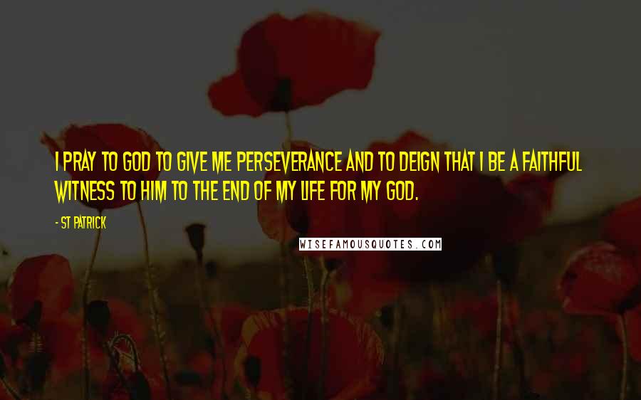 St Patrick Quotes: I pray to God to give me perseverance and to deign that I be a faithful witness to Him to the end of my life for my God.