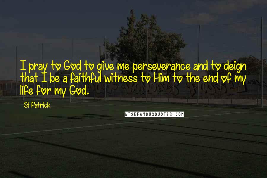 St Patrick Quotes: I pray to God to give me perseverance and to deign that I be a faithful witness to Him to the end of my life for my God.