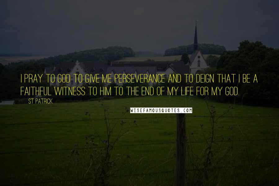 St Patrick Quotes: I pray to God to give me perseverance and to deign that I be a faithful witness to Him to the end of my life for my God.