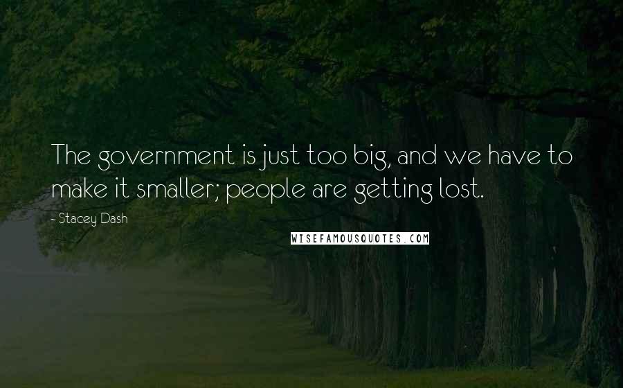 Stacey Dash Quotes: The government is just too big, and we have to make it smaller; people are getting lost.