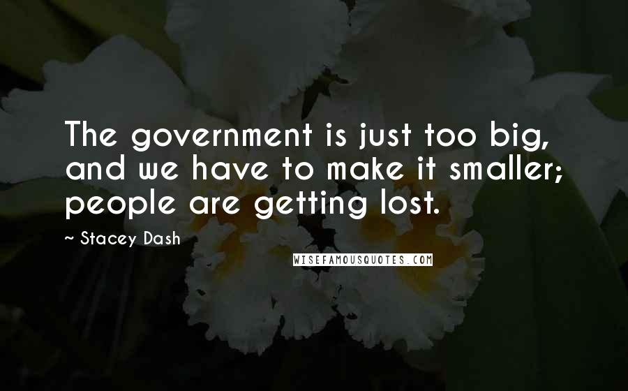 Stacey Dash Quotes: The government is just too big, and we have to make it smaller; people are getting lost.