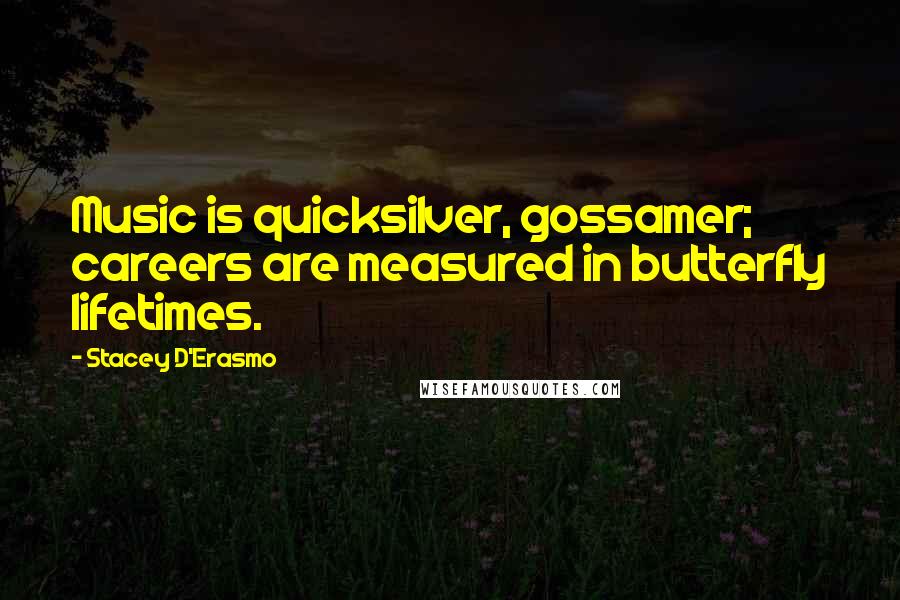 Stacey D'Erasmo Quotes: Music is quicksilver, gossamer; careers are measured in butterfly lifetimes.