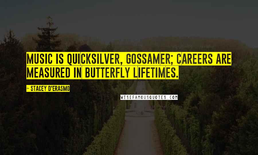 Stacey D'Erasmo Quotes: Music is quicksilver, gossamer; careers are measured in butterfly lifetimes.