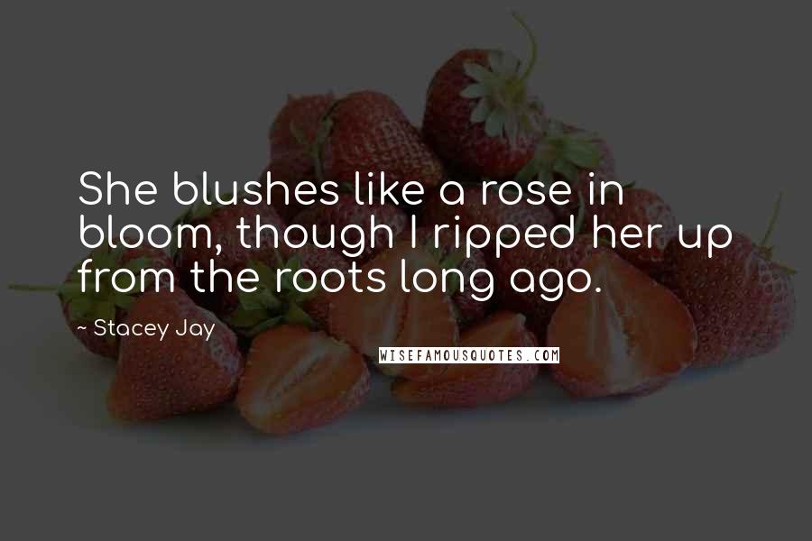 Stacey Jay Quotes: She blushes like a rose in bloom, though I ripped her up from the roots long ago.