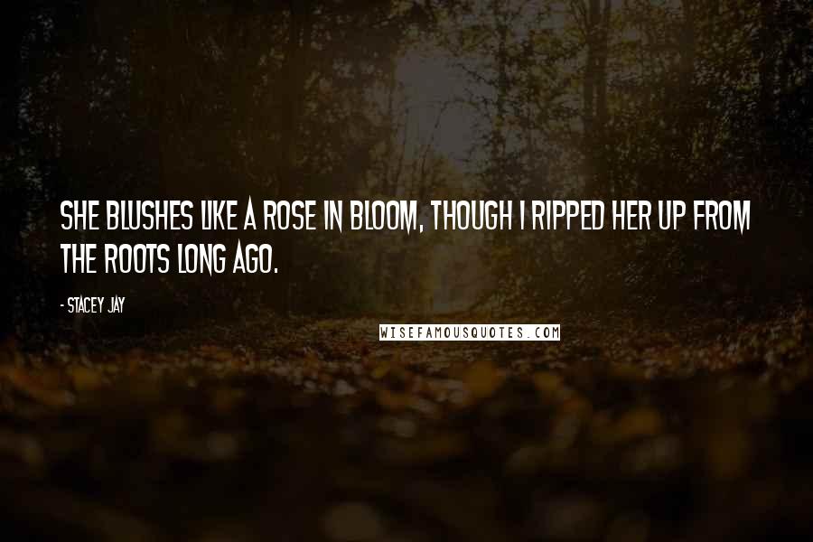 Stacey Jay Quotes: She blushes like a rose in bloom, though I ripped her up from the roots long ago.