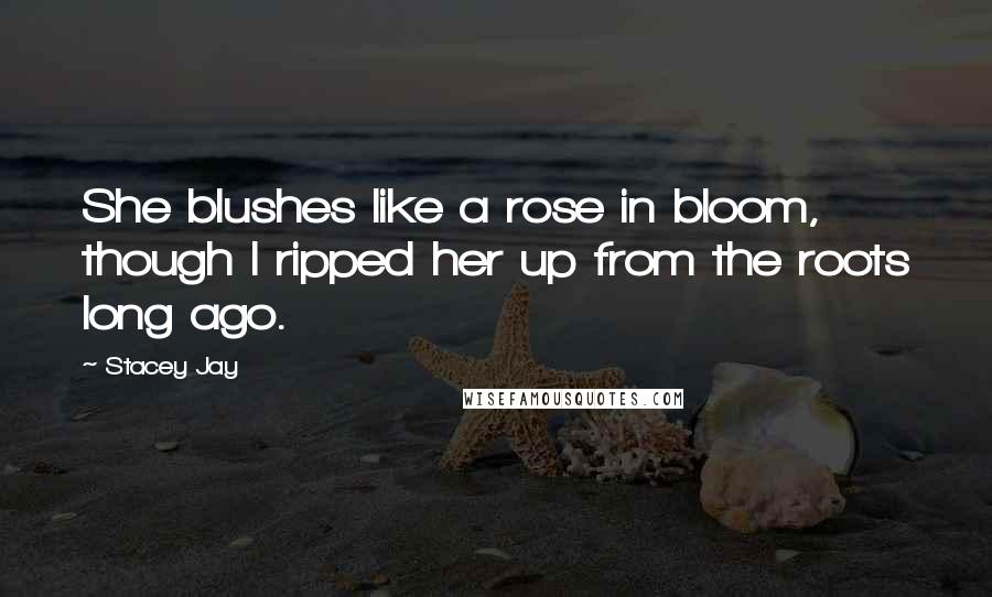 Stacey Jay Quotes: She blushes like a rose in bloom, though I ripped her up from the roots long ago.