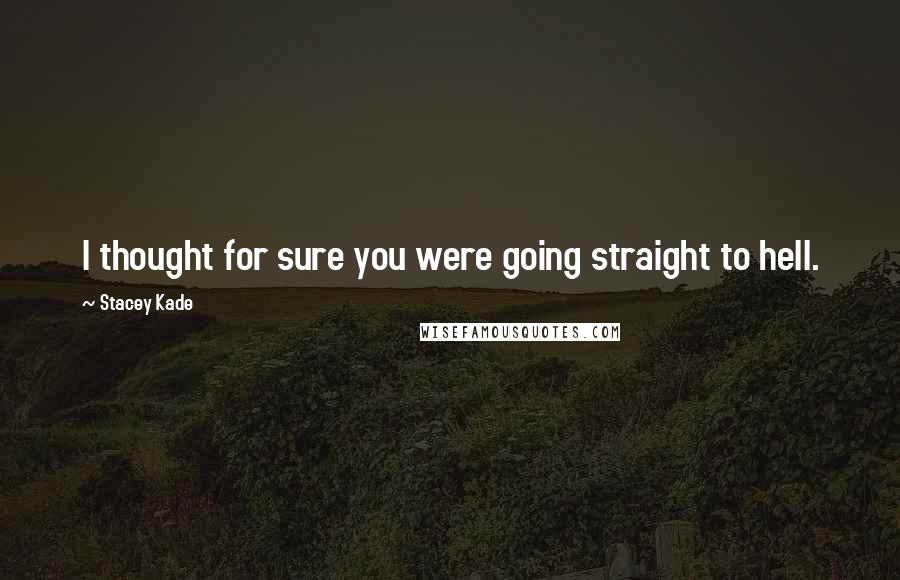 Stacey Kade Quotes: I thought for sure you were going straight to hell.