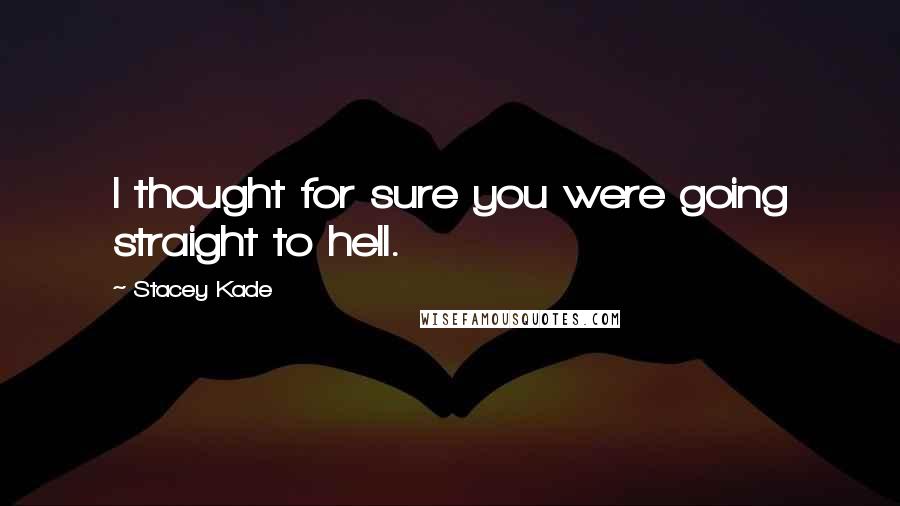 Stacey Kade Quotes: I thought for sure you were going straight to hell.