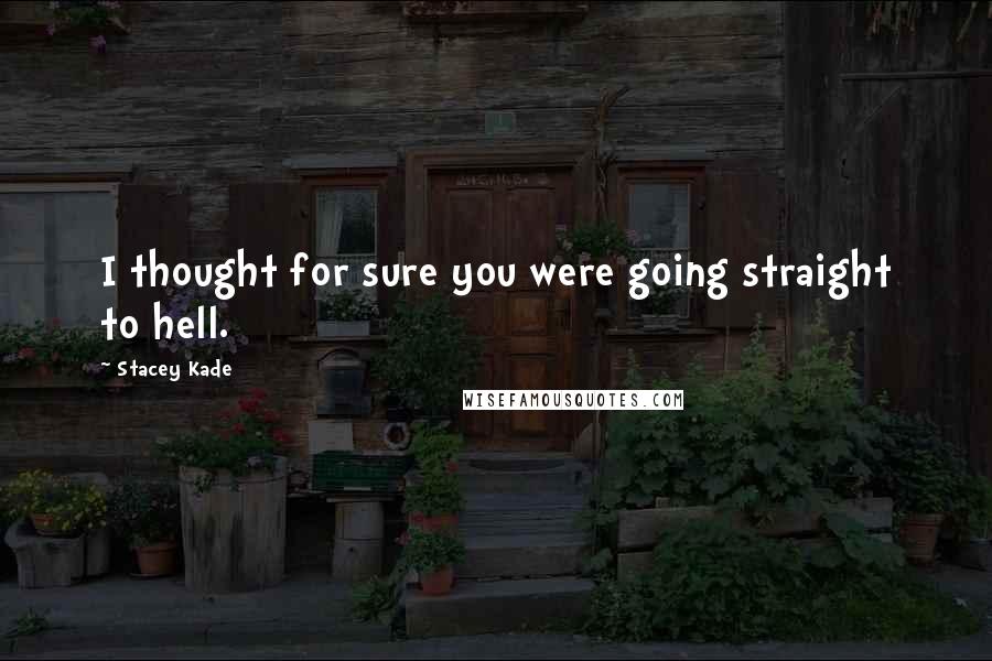 Stacey Kade Quotes: I thought for sure you were going straight to hell.