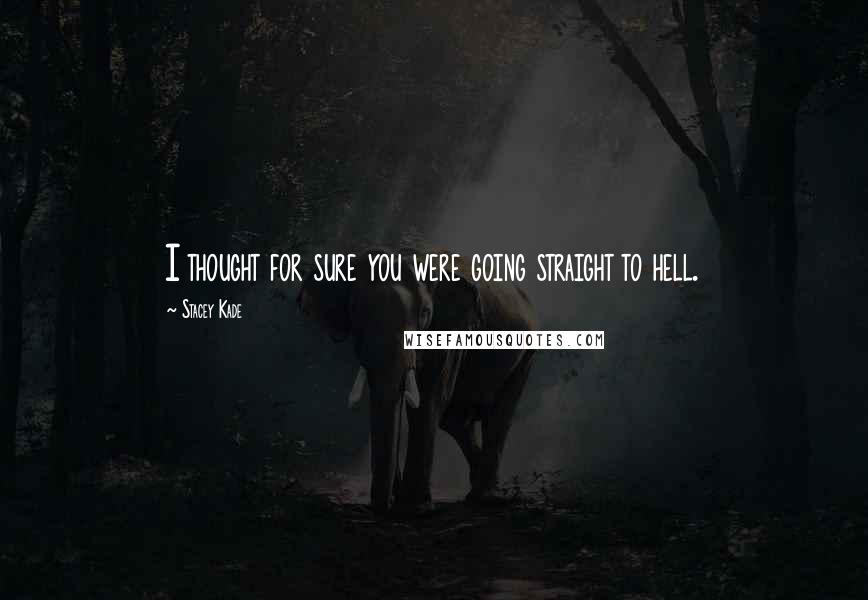 Stacey Kade Quotes: I thought for sure you were going straight to hell.
