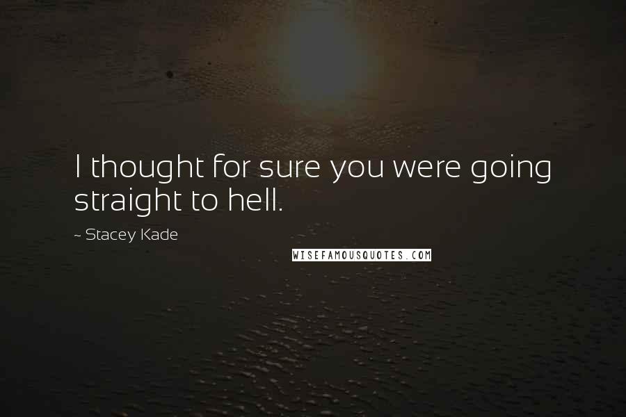 Stacey Kade Quotes: I thought for sure you were going straight to hell.