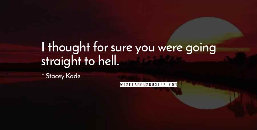 Stacey Kade Quotes: I thought for sure you were going straight to hell.