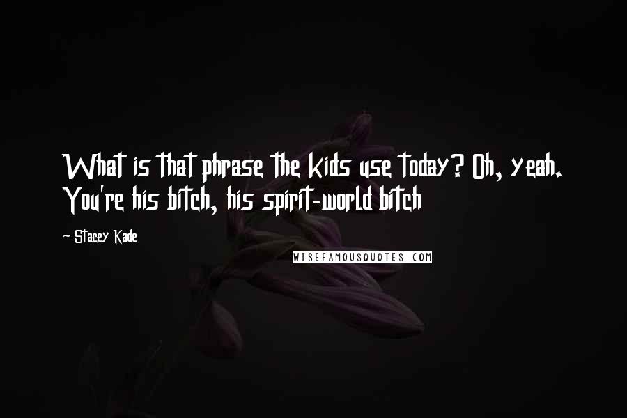 Stacey Kade Quotes: What is that phrase the kids use today? Oh, yeah. You're his bitch, his spirit-world bitch