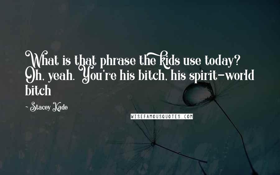 Stacey Kade Quotes: What is that phrase the kids use today? Oh, yeah. You're his bitch, his spirit-world bitch