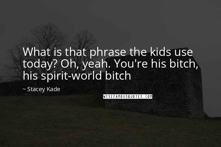 Stacey Kade Quotes: What is that phrase the kids use today? Oh, yeah. You're his bitch, his spirit-world bitch