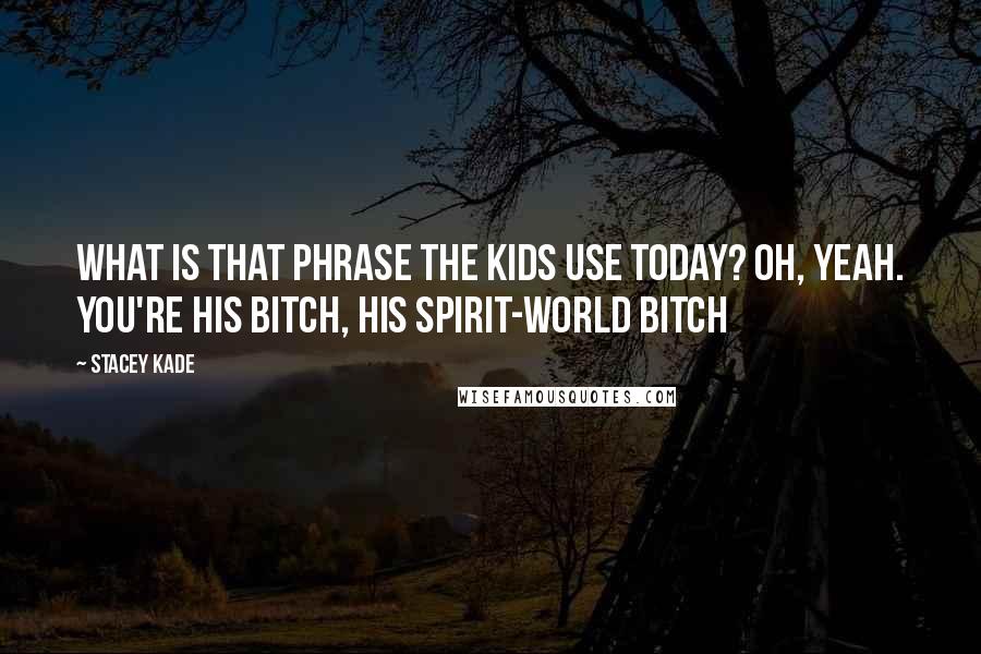 Stacey Kade Quotes: What is that phrase the kids use today? Oh, yeah. You're his bitch, his spirit-world bitch