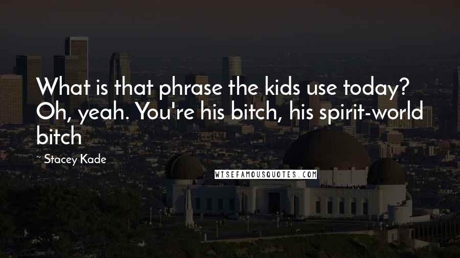 Stacey Kade Quotes: What is that phrase the kids use today? Oh, yeah. You're his bitch, his spirit-world bitch