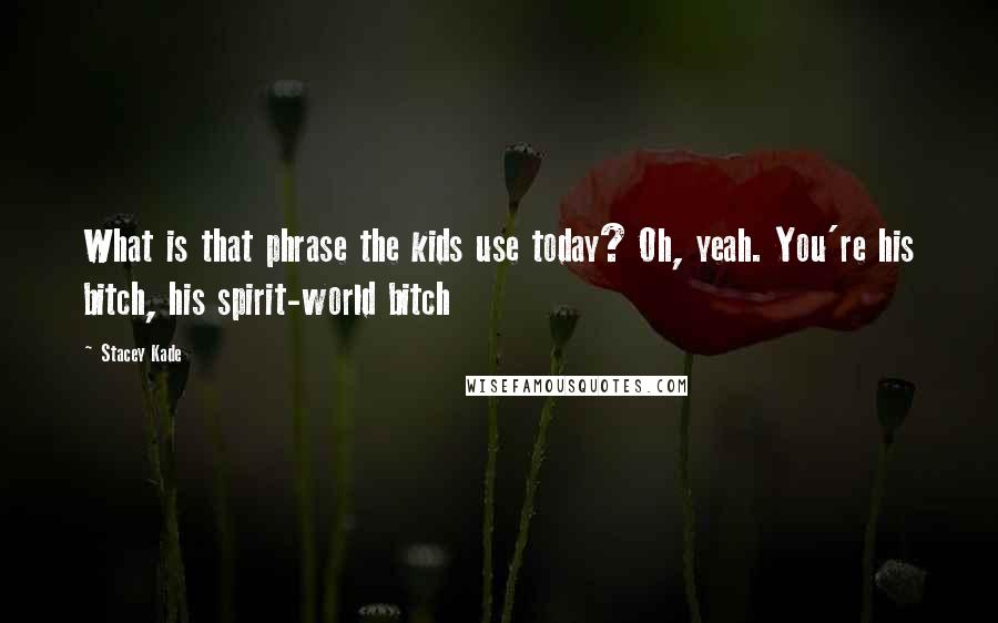 Stacey Kade Quotes: What is that phrase the kids use today? Oh, yeah. You're his bitch, his spirit-world bitch