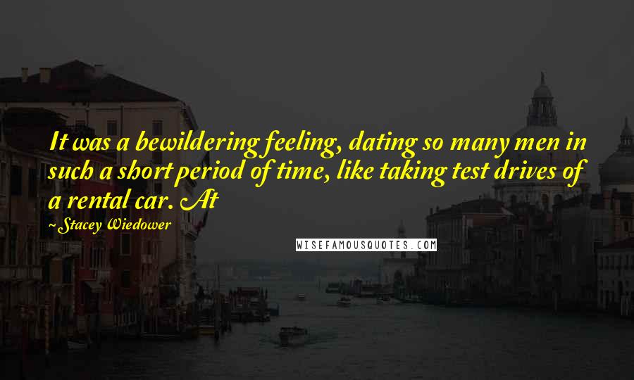 Stacey Wiedower Quotes: It was a bewildering feeling, dating so many men in such a short period of time, like taking test drives of a rental car. At