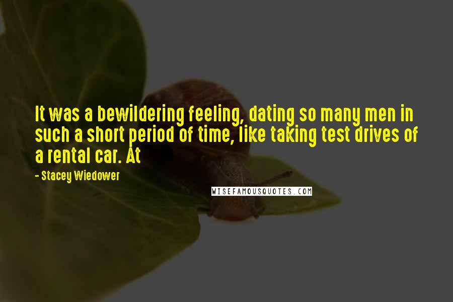 Stacey Wiedower Quotes: It was a bewildering feeling, dating so many men in such a short period of time, like taking test drives of a rental car. At