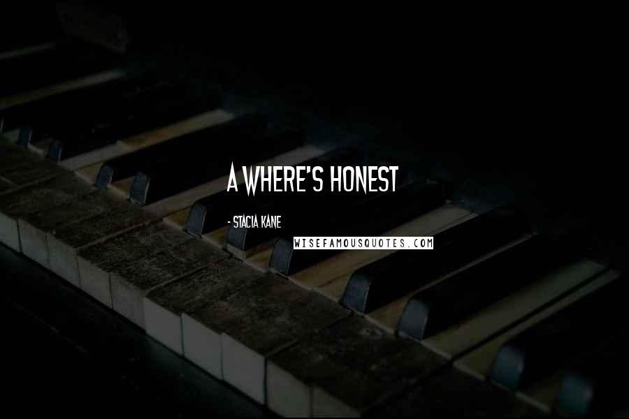 Stacia Kane Quotes: A where's honest