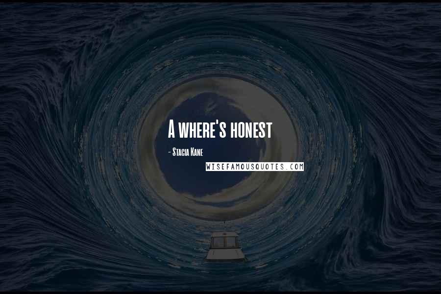 Stacia Kane Quotes: A where's honest