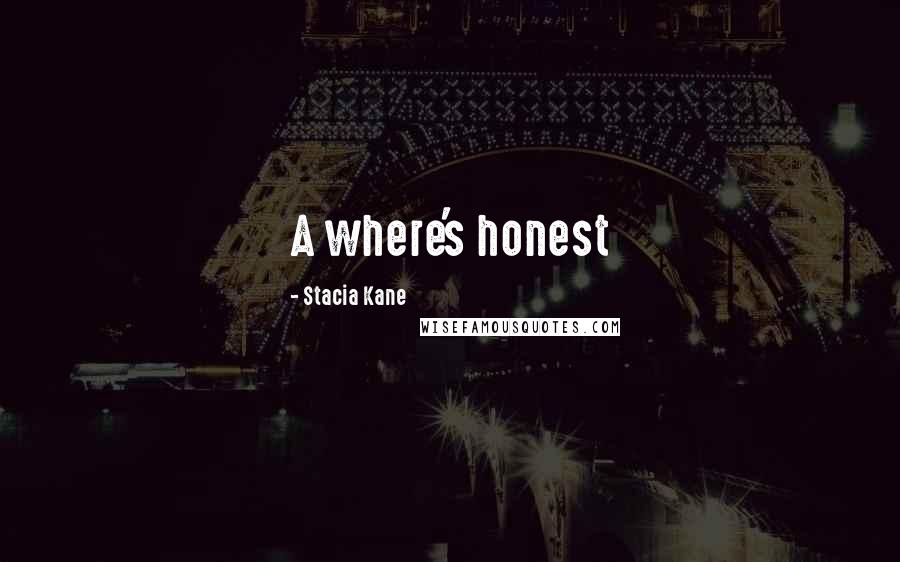 Stacia Kane Quotes: A where's honest