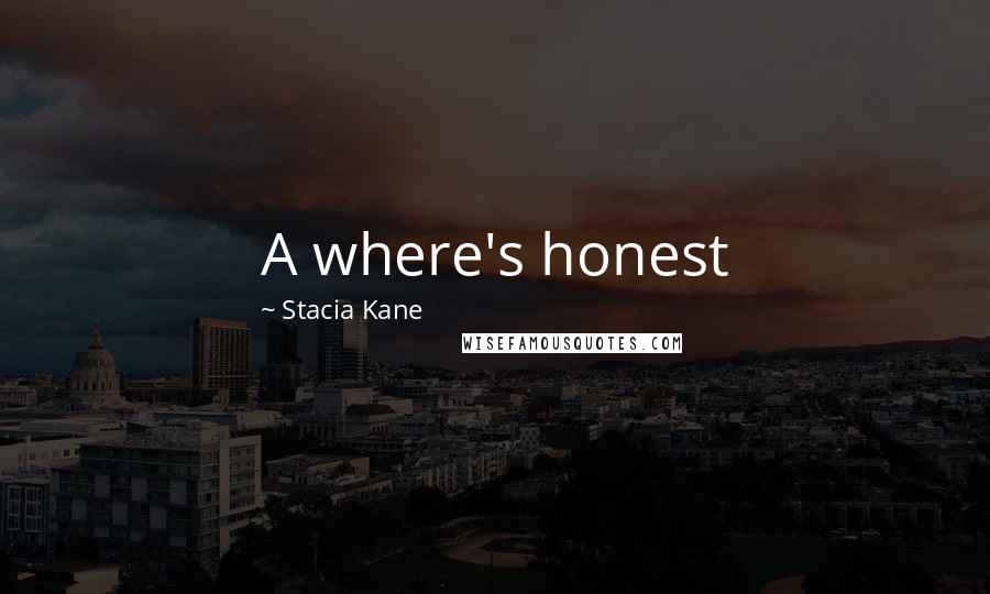 Stacia Kane Quotes: A where's honest