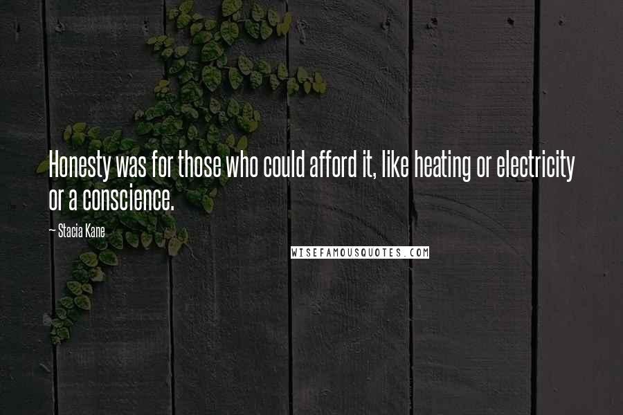 Stacia Kane Quotes: Honesty was for those who could afford it, like heating or electricity or a conscience.