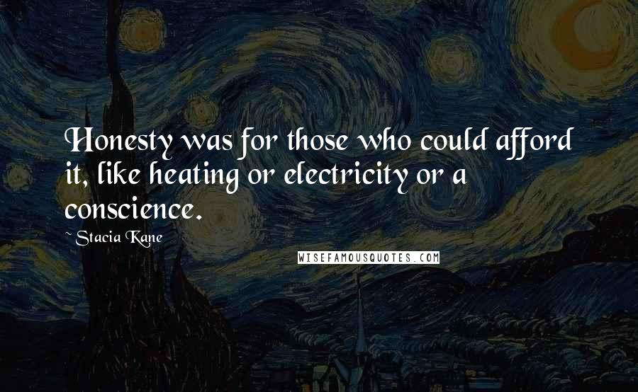 Stacia Kane Quotes: Honesty was for those who could afford it, like heating or electricity or a conscience.