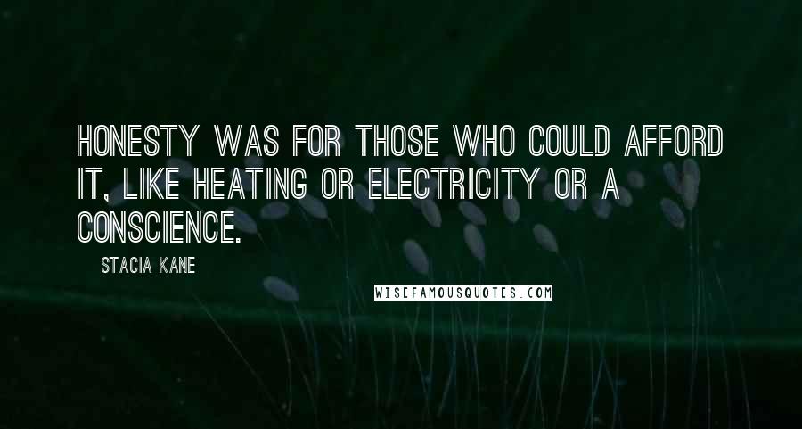 Stacia Kane Quotes: Honesty was for those who could afford it, like heating or electricity or a conscience.