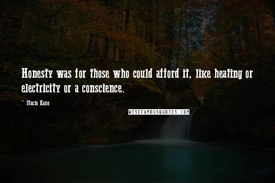 Stacia Kane Quotes: Honesty was for those who could afford it, like heating or electricity or a conscience.