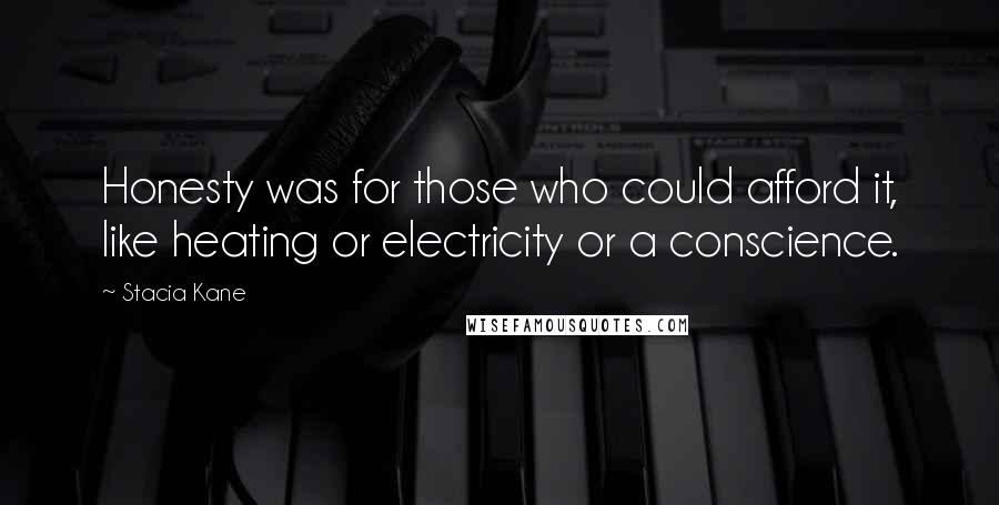 Stacia Kane Quotes: Honesty was for those who could afford it, like heating or electricity or a conscience.