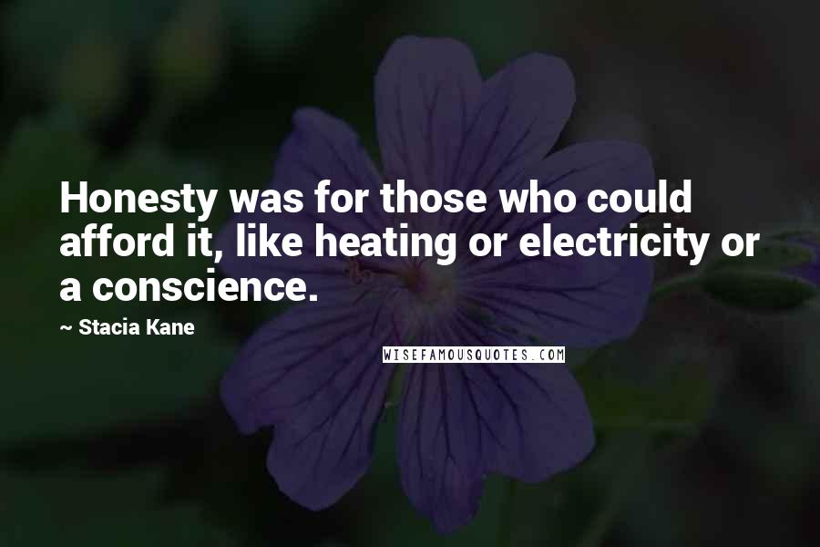 Stacia Kane Quotes: Honesty was for those who could afford it, like heating or electricity or a conscience.
