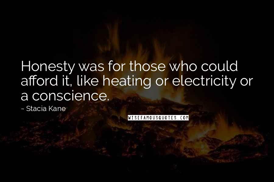 Stacia Kane Quotes: Honesty was for those who could afford it, like heating or electricity or a conscience.