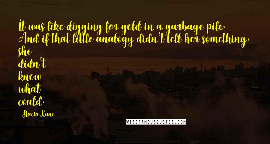 Stacia Kane Quotes: It was like digging for gold in a garbage pile. And if that little analogy didn't tell her something, she didn't know what could.