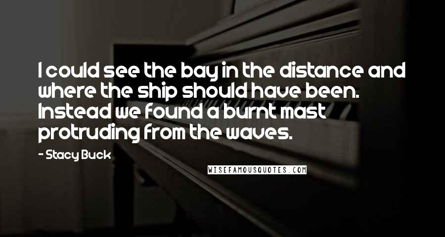 Stacy Buck Quotes: I could see the bay in the distance and where the ship should have been. Instead we found a burnt mast protruding from the waves.