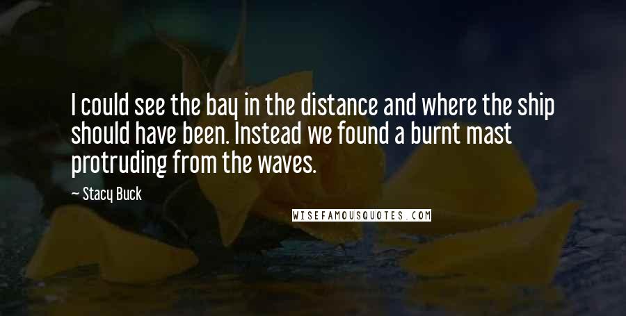 Stacy Buck Quotes: I could see the bay in the distance and where the ship should have been. Instead we found a burnt mast protruding from the waves.