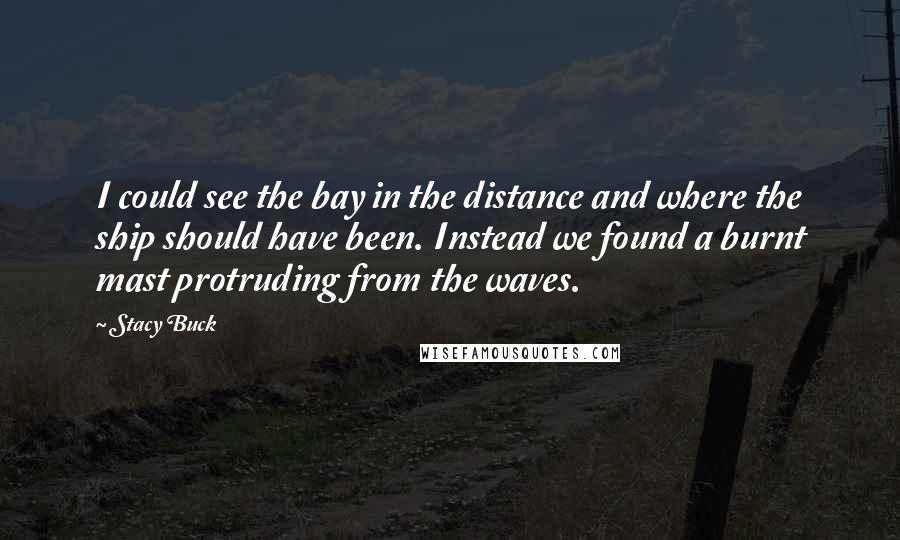 Stacy Buck Quotes: I could see the bay in the distance and where the ship should have been. Instead we found a burnt mast protruding from the waves.