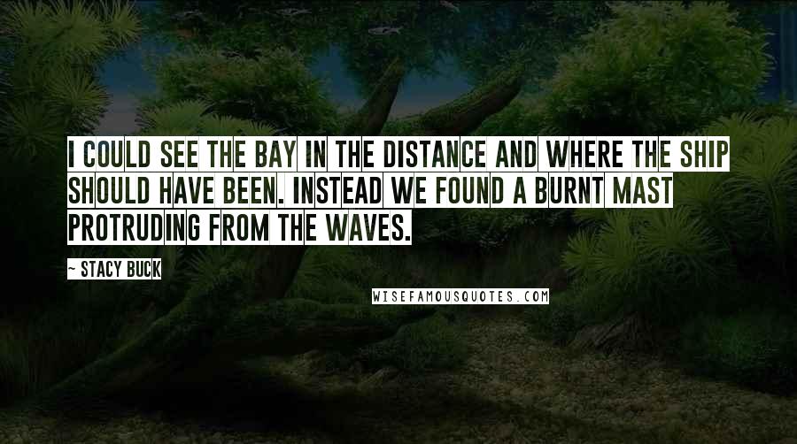 Stacy Buck Quotes: I could see the bay in the distance and where the ship should have been. Instead we found a burnt mast protruding from the waves.