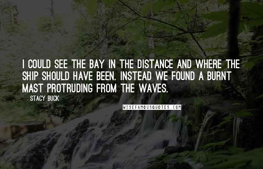 Stacy Buck Quotes: I could see the bay in the distance and where the ship should have been. Instead we found a burnt mast protruding from the waves.