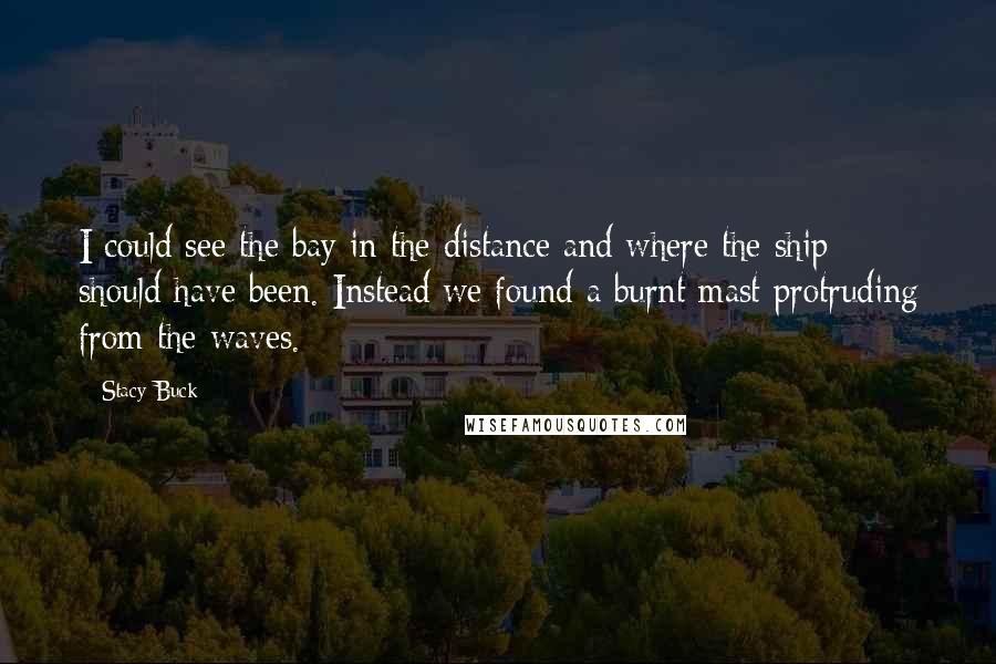 Stacy Buck Quotes: I could see the bay in the distance and where the ship should have been. Instead we found a burnt mast protruding from the waves.