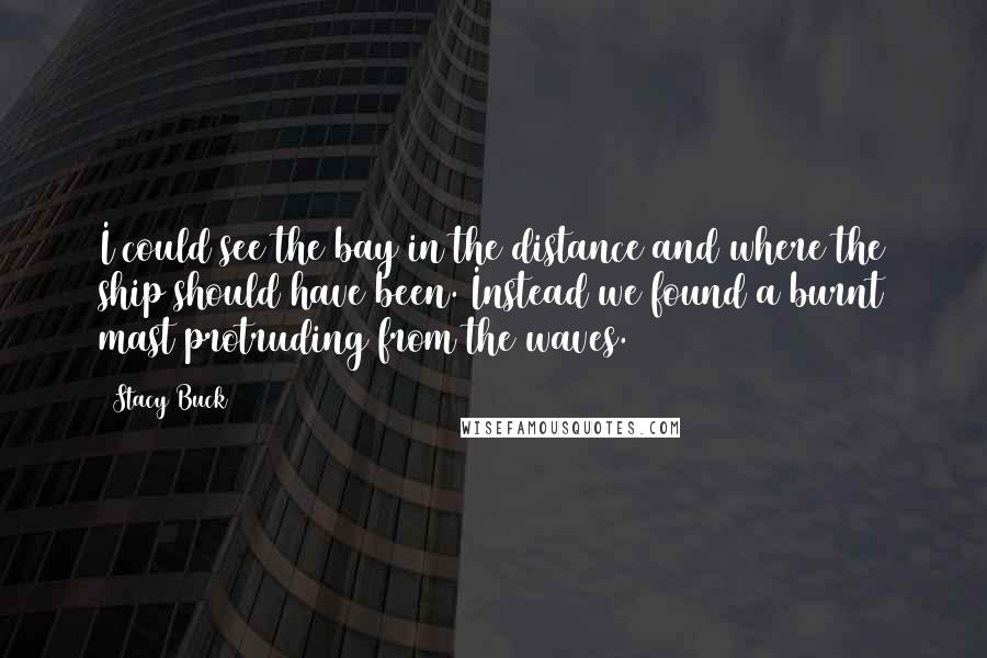 Stacy Buck Quotes: I could see the bay in the distance and where the ship should have been. Instead we found a burnt mast protruding from the waves.