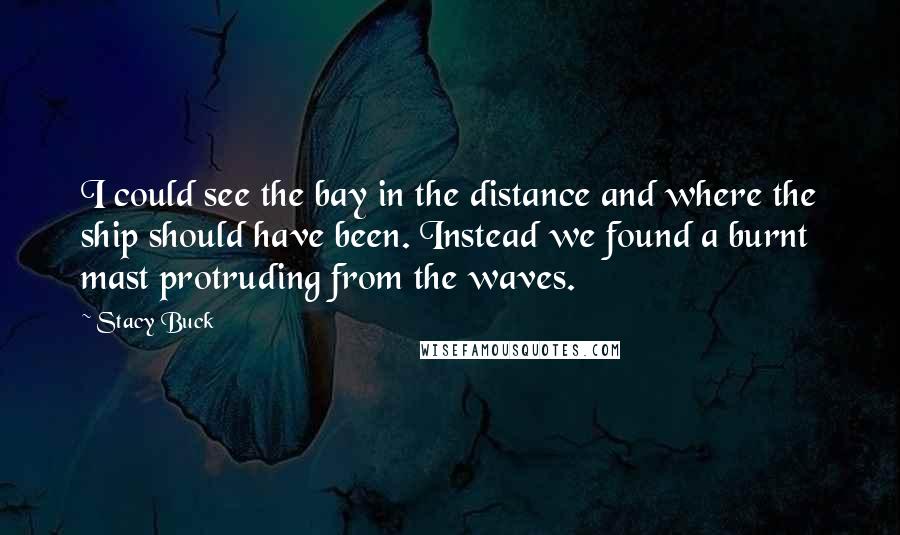 Stacy Buck Quotes: I could see the bay in the distance and where the ship should have been. Instead we found a burnt mast protruding from the waves.