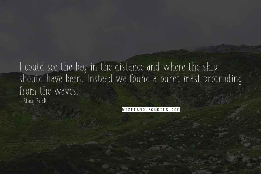 Stacy Buck Quotes: I could see the bay in the distance and where the ship should have been. Instead we found a burnt mast protruding from the waves.