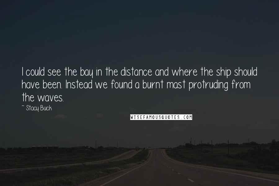 Stacy Buck Quotes: I could see the bay in the distance and where the ship should have been. Instead we found a burnt mast protruding from the waves.