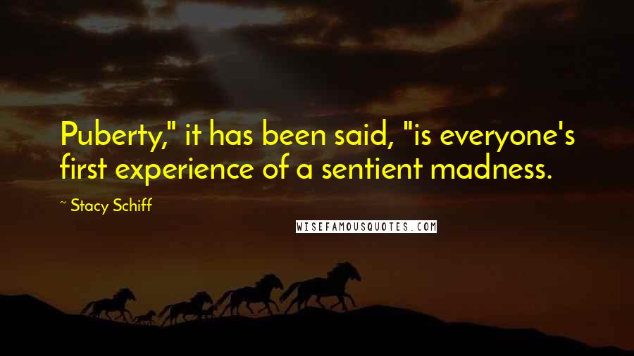 Stacy Schiff Quotes: Puberty," it has been said, "is everyone's first experience of a sentient madness.