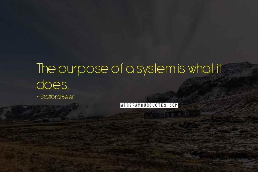 Stafford Beer Quotes: The purpose of a system is what it does.